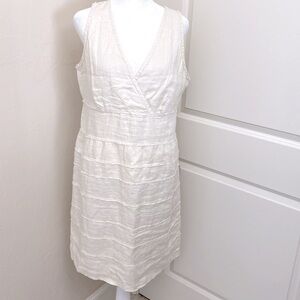 Talbot's Dress Women's Size 14 Tiered Fringe 100% Linen Career flirty Romantic